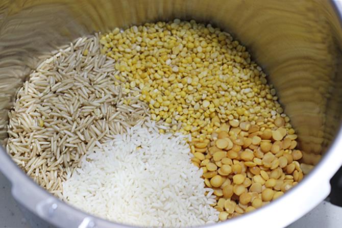 pressure cook rice for sambar rice recipe