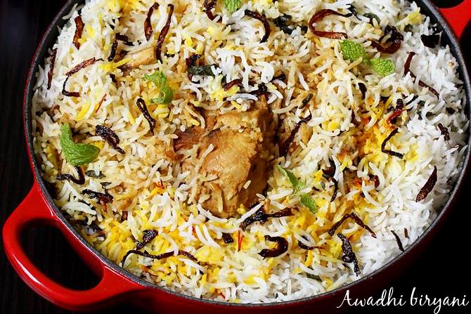 awadhi chicken biryani swasthis recipes