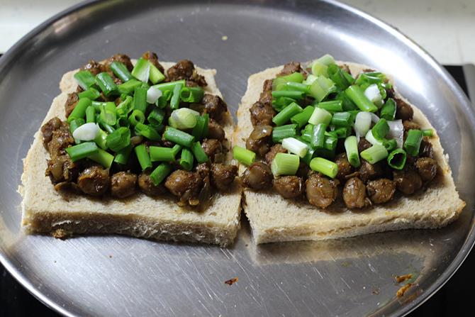 toasting in toaster chana masala sandwich