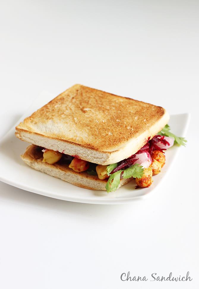 tawa or pan toasted chana sandwich recipe