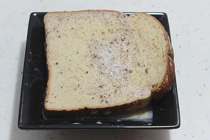 bread in egg mixture for french toast