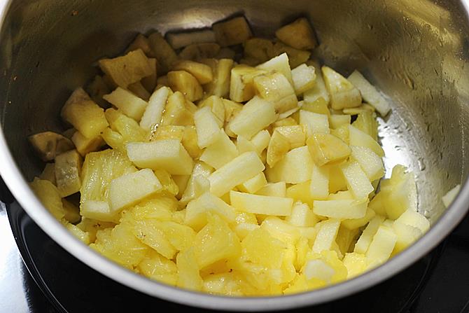 Add chopped fruits and saute
