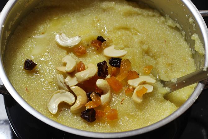 addition of ghee for fruit kesari recipe