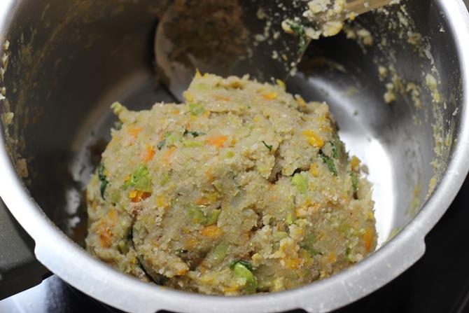 mixing ingredients to make dough for cutlet recipe