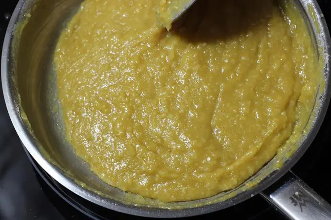 the mixture begins to leave the sides of the pan