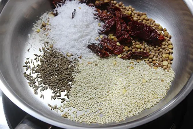 sesame coconut for curry leaves powder