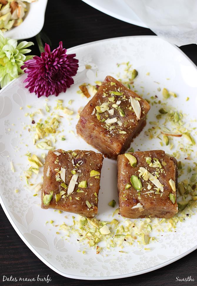Dates halwa recipe Dates burfi recipe Dates mawa ladoo (no sugar)