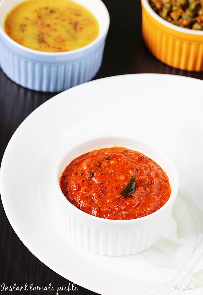 Tomato pickle recipe | How to make easy instant tomato pickle recipe