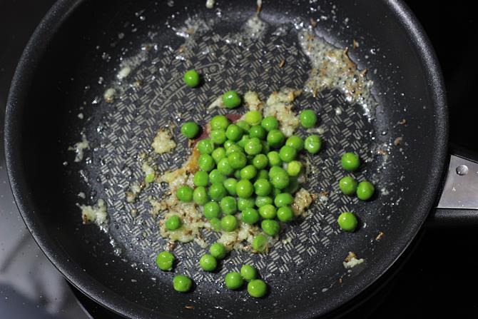 addition of peas for paneer bread roll