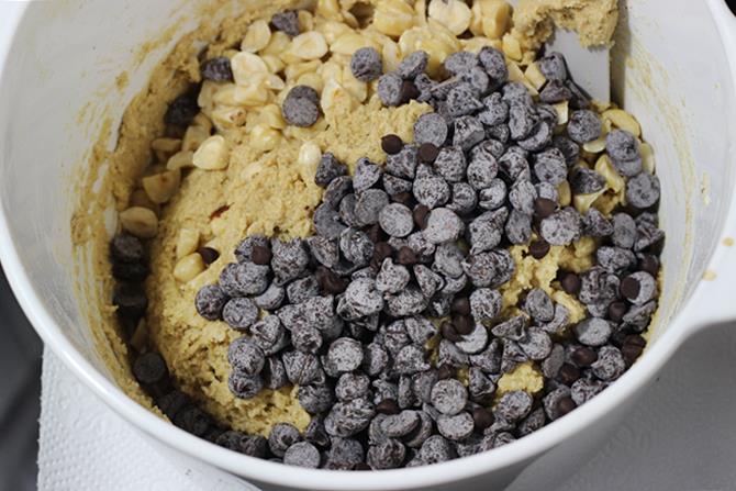 adding choco chips