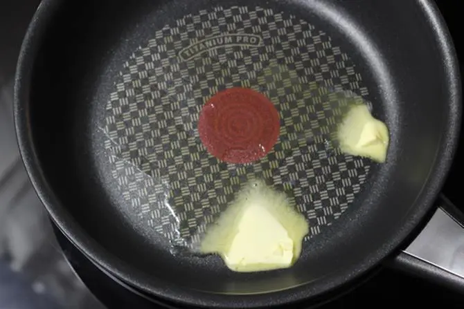 melting butter for egg butter masala