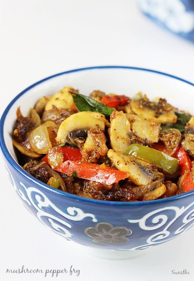 Mushroom pepper fry recipe Easy capsicum mushroom recipe