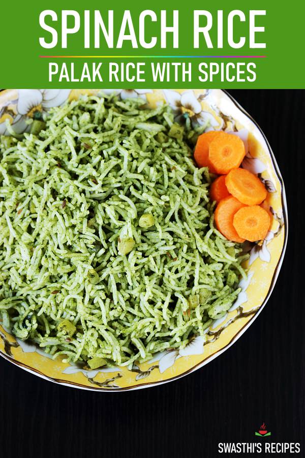 Palak rice | Spinach rice (stovetop & Instant pot)