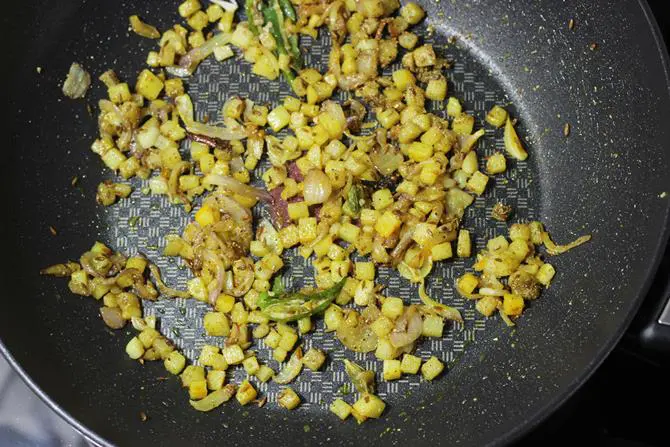 cooked potatoes to make palak rice