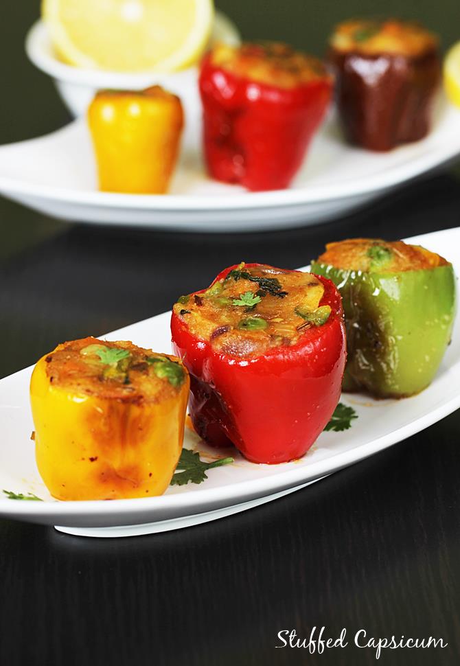 Stuffed capsicum recipe  potato stuffed bell peppers 