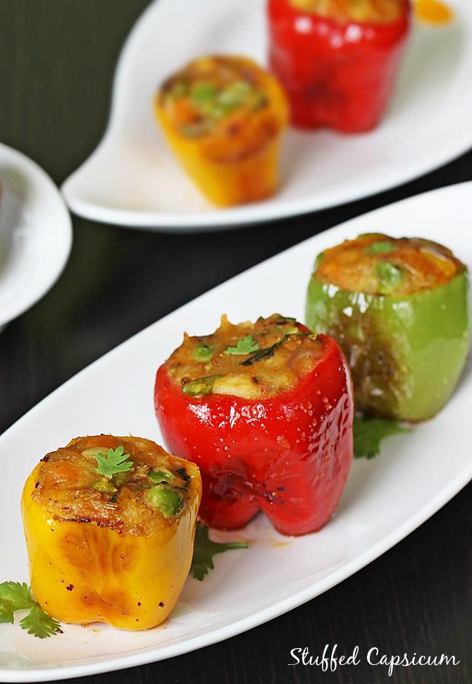 Stuffed capsicum recipe  potato stuffed bell peppers 