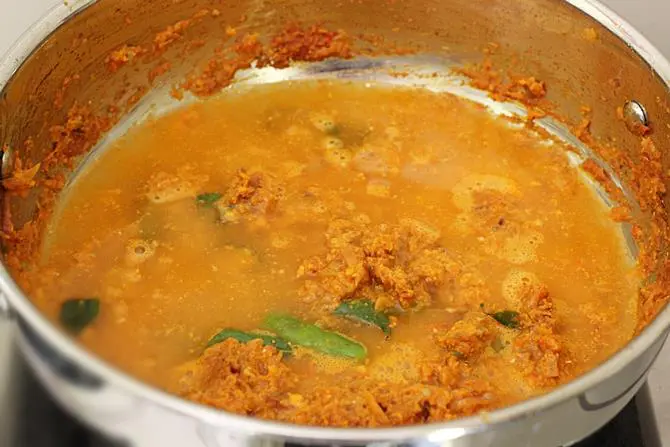 addition of water for fish curry recipe