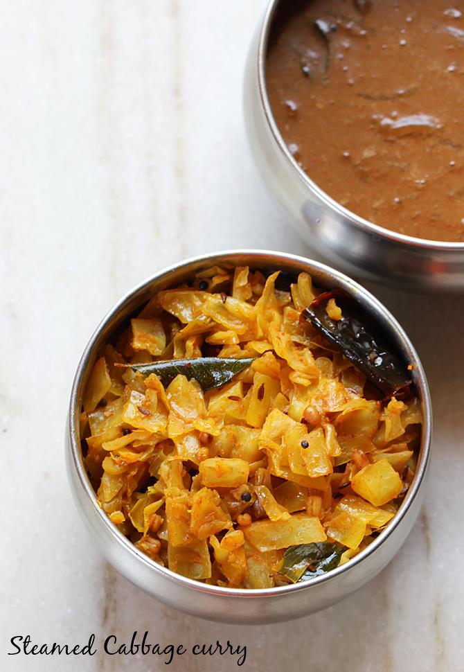 Steamed cabbage recipe Swasthi's Recipes