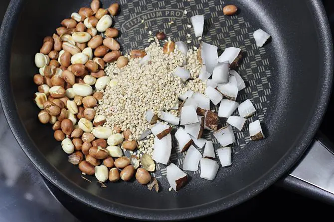 sesame seeds coconut frying