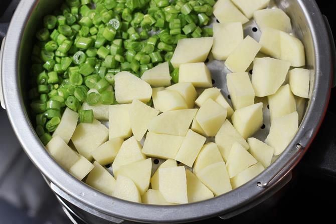 steam potatoes beans for veg burger recipe