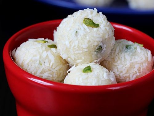 Coconut ladoo with condensed milk | Coconut balls with milkmaid