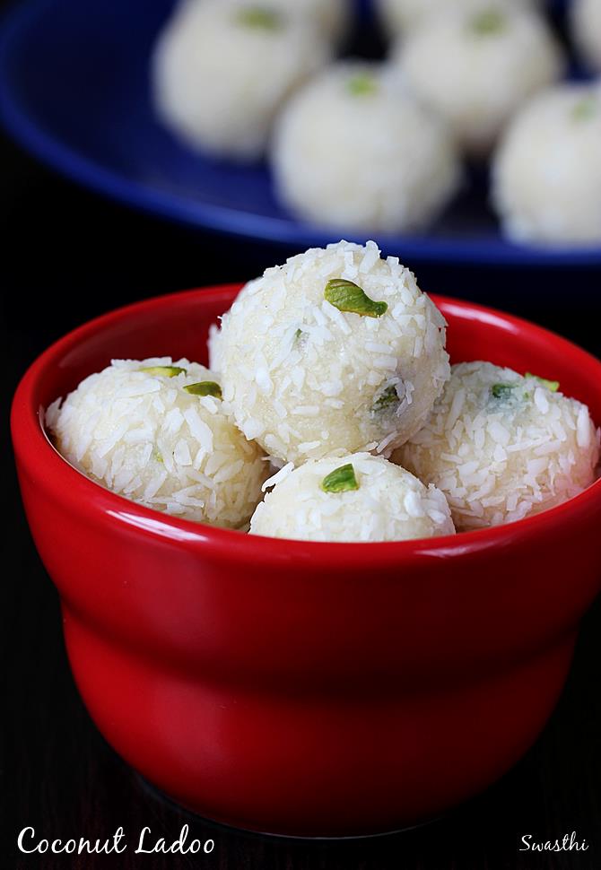 Coconut ladoo with condensed milk | Coconut balls with milkmaid