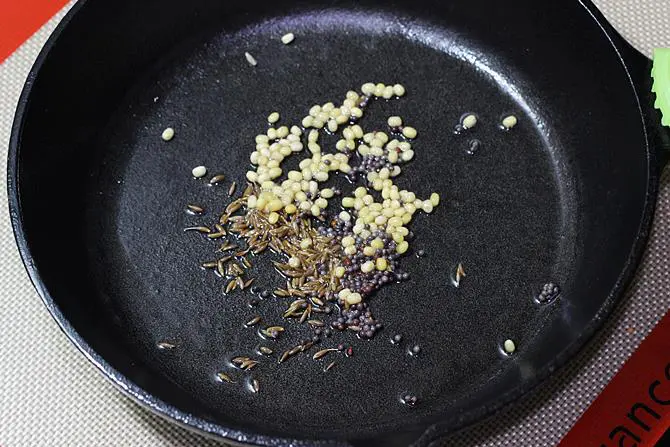 tempering with spices to make curd oats recipe