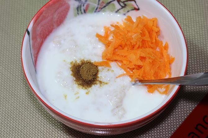 addition of carrots for curd oats recipe for babies & toddlers