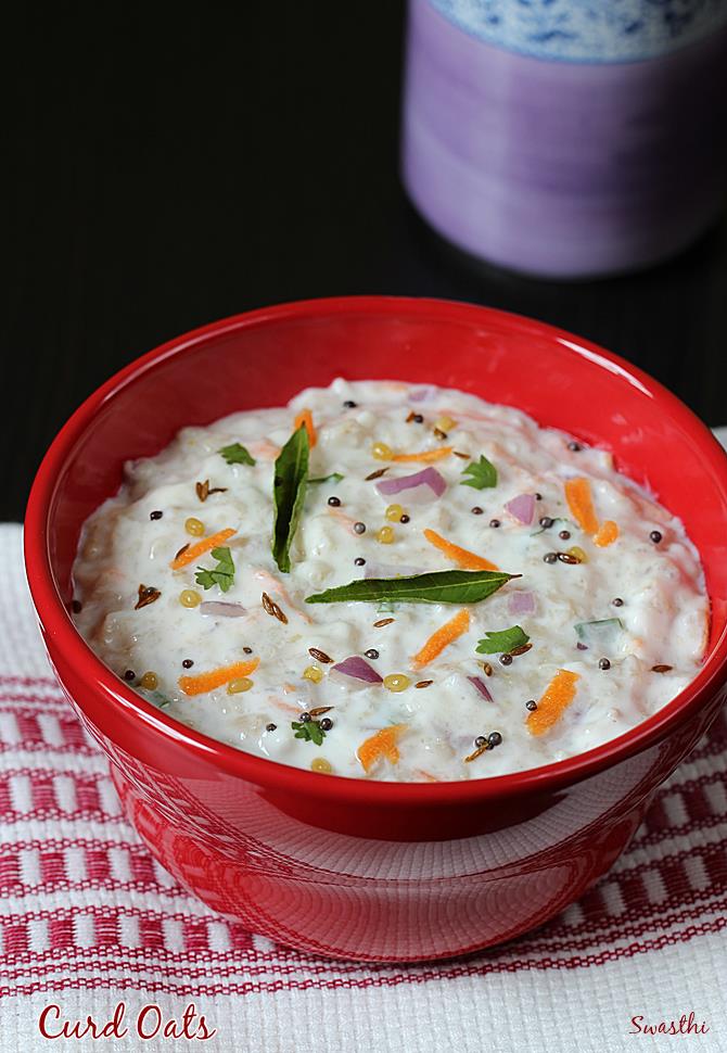 Curd oats recipe | Oatmeal in seasoned yogurt