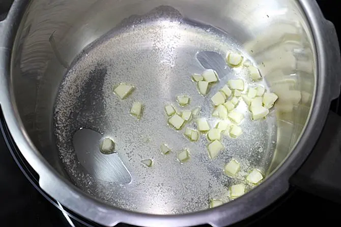 sauteing garlic in butter for cream of mushroom soup