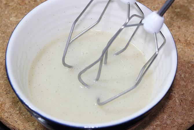 beating custard for eggless ice cream