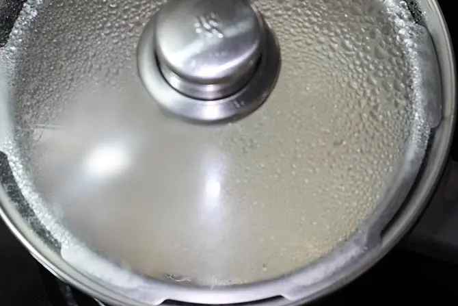 simmering mushroom soup in a pot