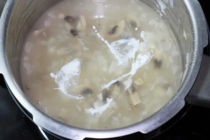 addition of milk for mushroom soup recipe