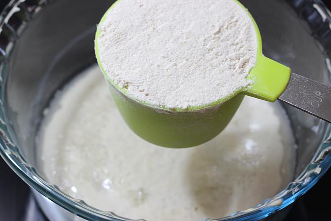 addition of flour to make veg pizza recipe