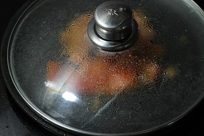 cooking tomato to make vegetable sandwich