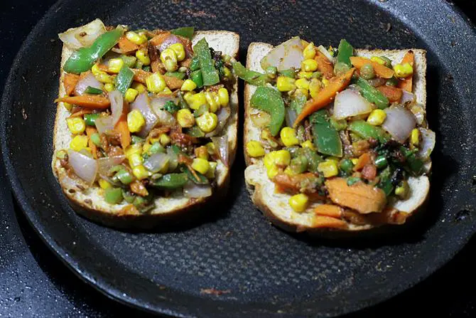 transfer veggies over bread