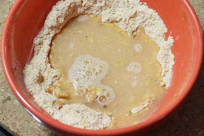 addition of water to make pakora batter