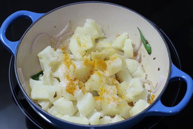 addition of crumbled potatoes
