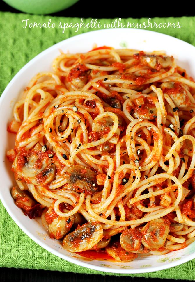 Mushroom pasta recipe | Easy tomato mushroom spaghetti recipe