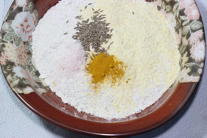 addition of besan cumin to make chilla recipe