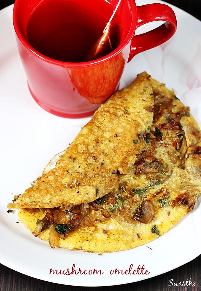 Mushroom omelette recipe - Swasthi's Recipes