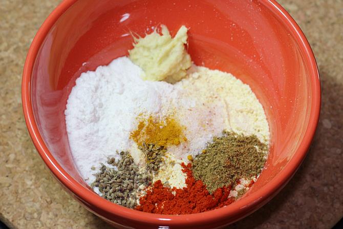 flour spices for soya pakora recipe