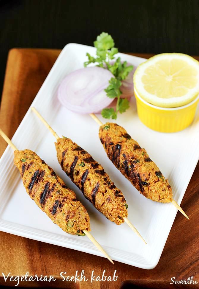 Veg Seekh Kabab | Soya Seekh Veg Kabab | Vegetarian Kebab