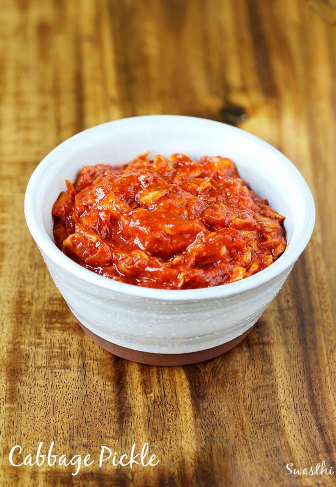 Cabbage Pickle Recipe   Swasthi s Recipes - 24
