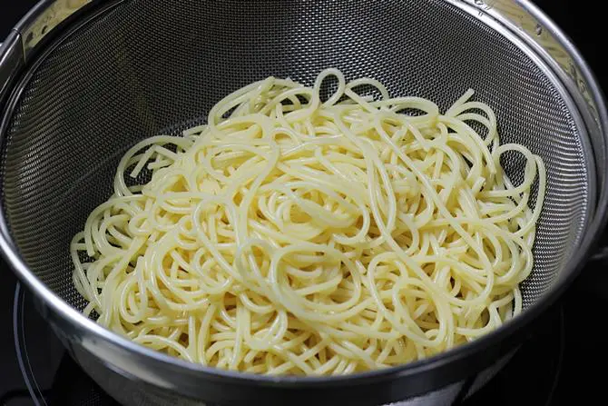 drained pasta