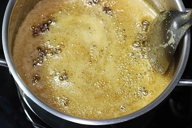 boiling jaggery syrup