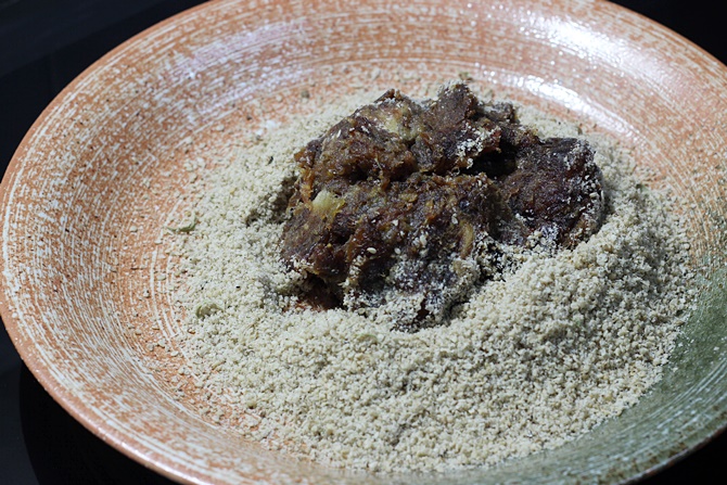 knead mix for dates sesame ladoo recipe