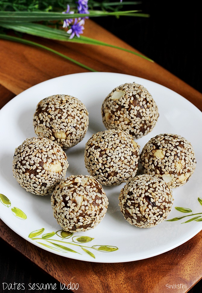 Dates sesame ladoo recipe | How to make dates sesame laddu ...