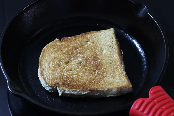 toasting bread on griddle