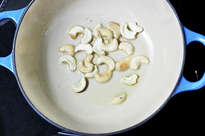 frying cashews for milk rava kesari recipe
